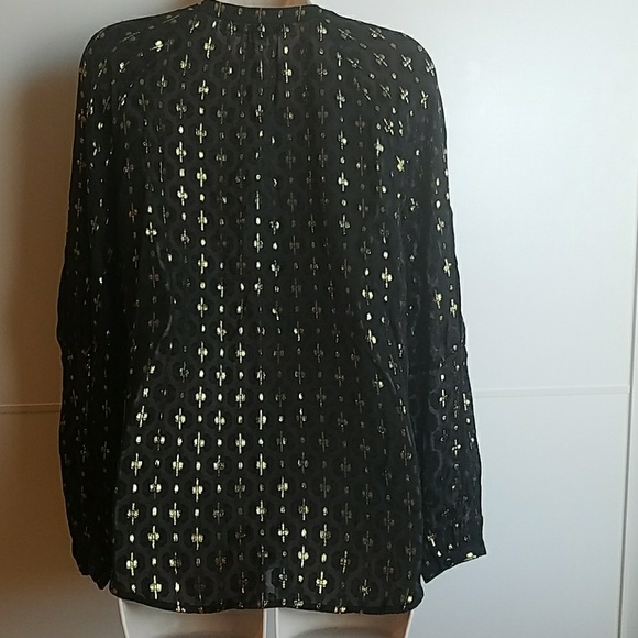 DVF DELICATE BLACK+GOLD V NECK TOP 6 - Picture 5 of 8